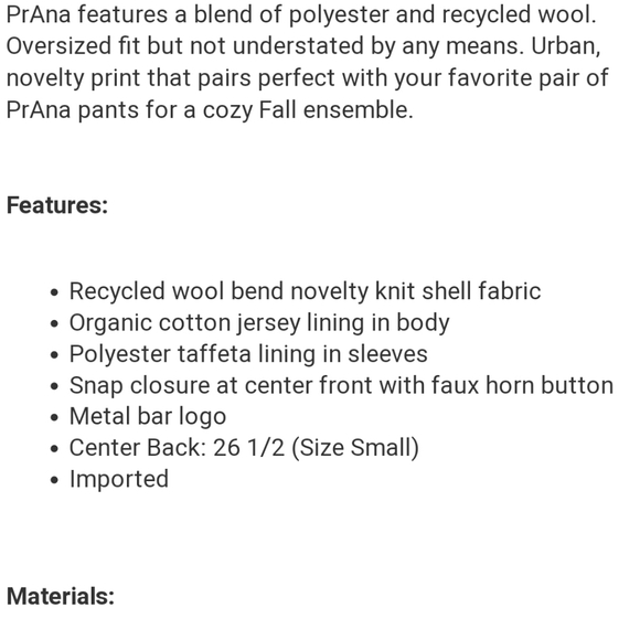 NWT PrAna Arria Jacket - Picture 5 of 6